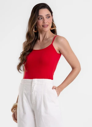 Rovitex - Blusa de Alça Feminina Justa em Cotton Vermelho - ROVITEX