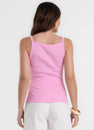 Rovitex - Blusa de Alça Feminina Justa em Ribana Rosa - ROVITEX