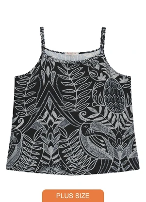 Secret Glam - Blusa de Alça Plus Size Feminina Preto - SECRET GLAM