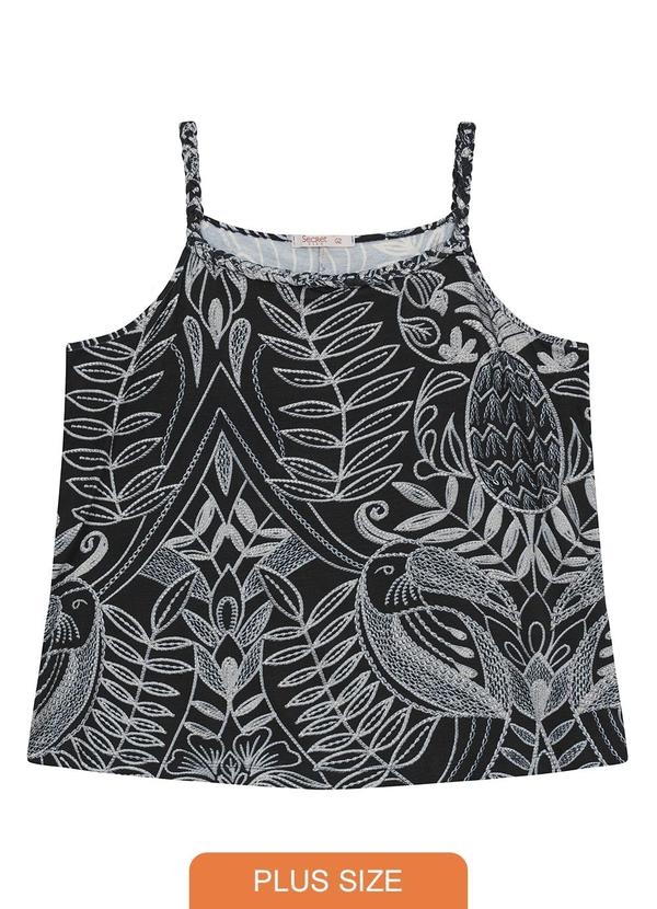 Secret Glam - Blusa de Alça Plus Size Feminina Preto