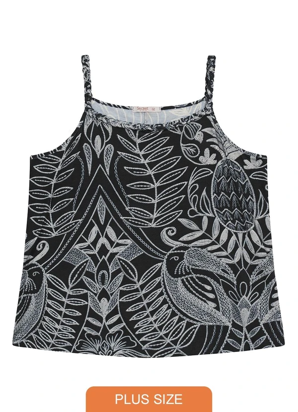 Secret Glam - Blusa de Alça Plus Size Feminina Preto