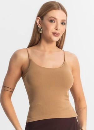 Rovitex - Blusa de Alça Poliamida Style Box Marrom - ROVITEX