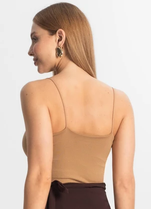 Rovitex - Blusa de Alça Poliamida Style Box Marrom - ROVITEX