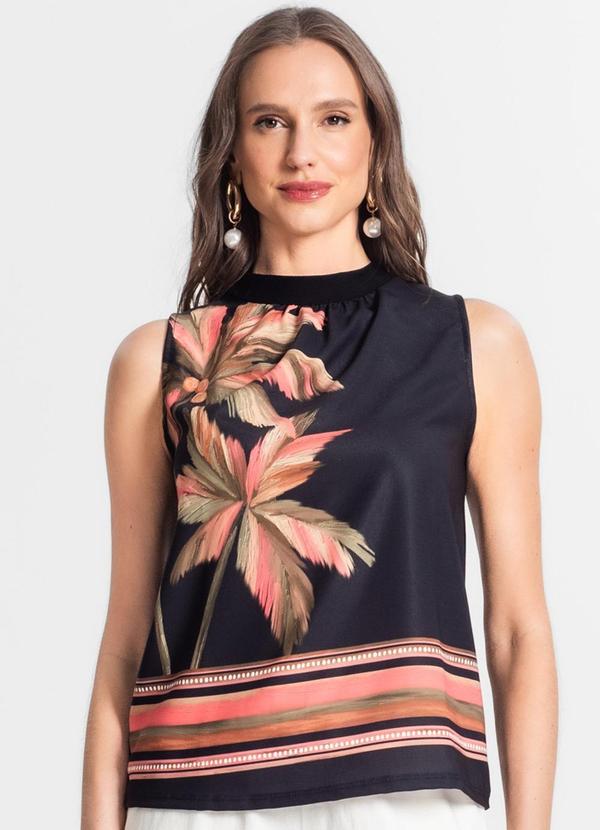 Endless - Blusa de Poly Light Estampado Preto