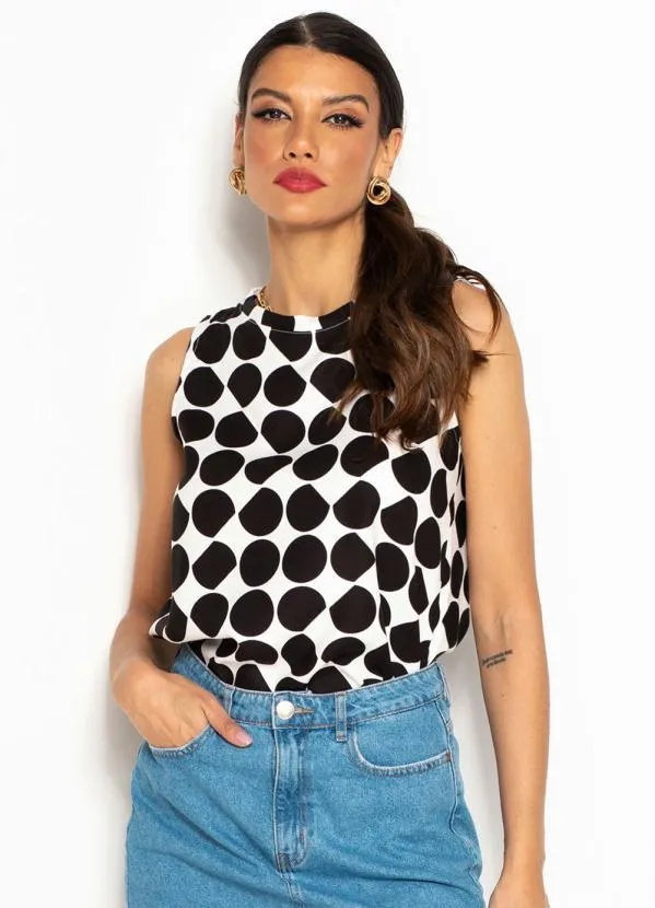 Hering - Blusa de Viscose Estampada Preto