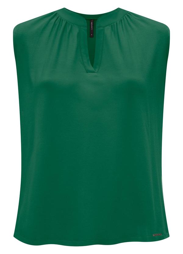 Lunender - Blusa Decote V Gola Drapeada Malha Viscose Verde