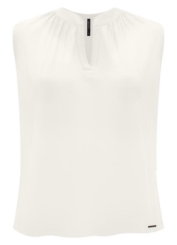 Lunender - Blusa Decote V Gola Malha Viscose Off White 1