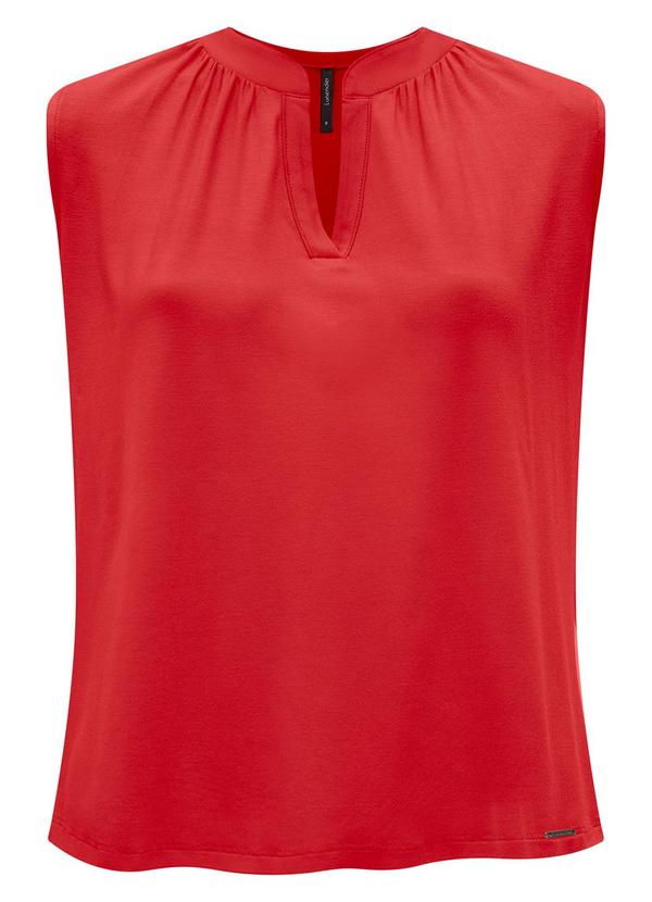 Lunender - Blusa Decote V Gola Malha Viscose Vermelho