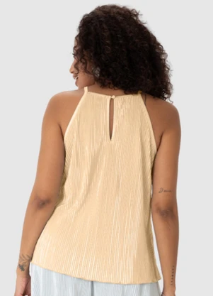 Malwee - Blusa Dourada Ampla Plissada - MALWEE
