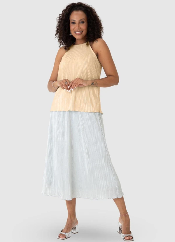 Malwee - Blusa Dourada Ampla Plissada 3