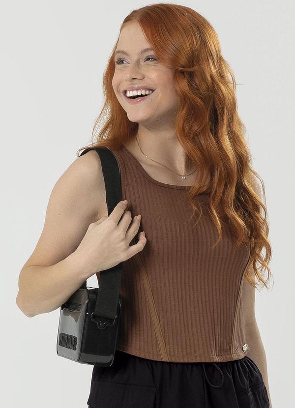 Bjoe - Blusa em Canelado Power Básica Marrom