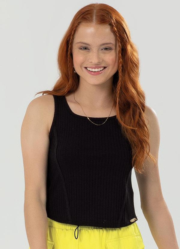 Bjoe - Blusa em Canelado Power Básica Preto