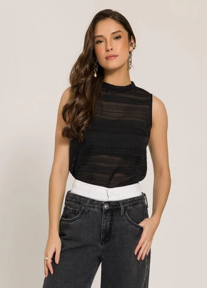 Sofie - Blusa em Jacquard Preto - SOFIE