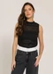 Sofie - Blusa em Jacquard Roxo - variação: Preto