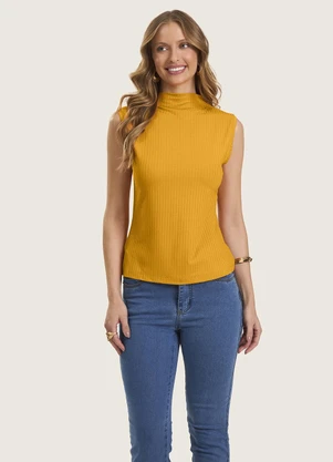 Rovitex - Blusa em Ribana Canelada Amarelo - ROVITEX