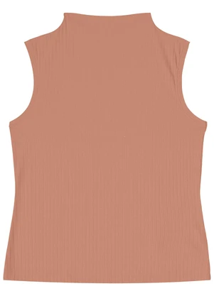 Rovitex - Blusa em Ribana Canelada Marrom - ROVITEX