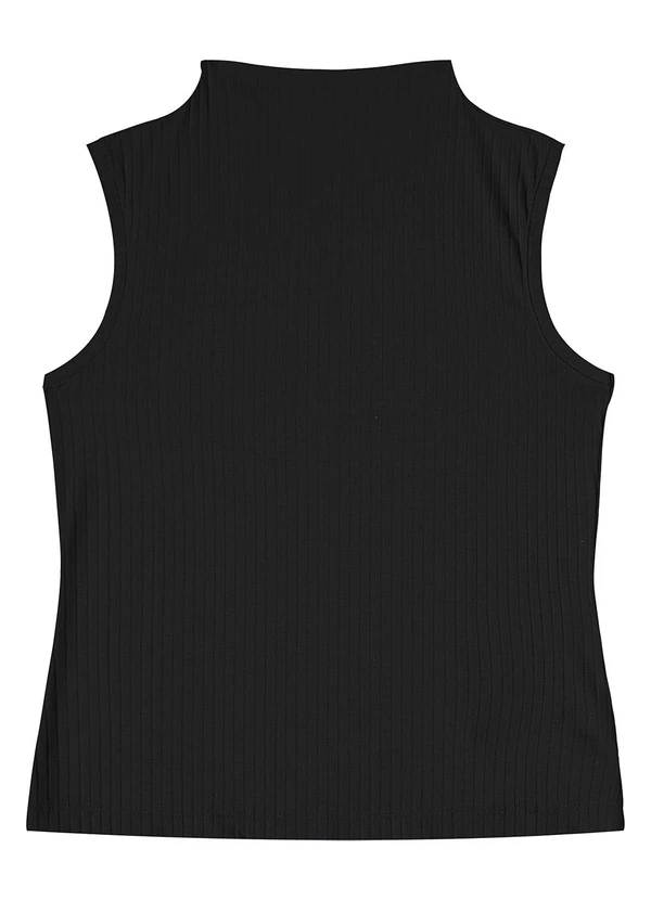 Rovitex - Blusa em Ribana Canelada Preto