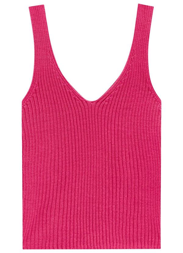 Lunender - Blusa em Tricô Canelado com Decote V Rosa 3