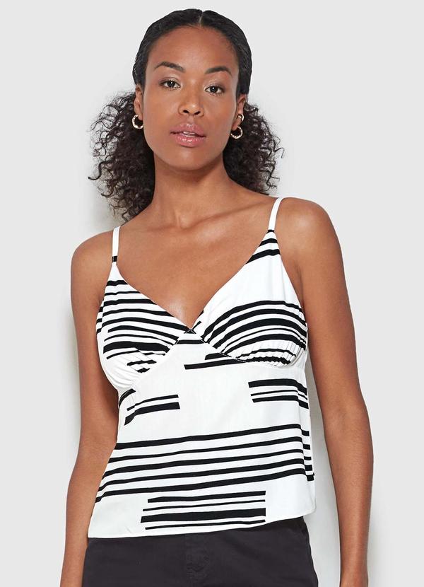 Enfim - Blusa Evasê Geométrica Branca