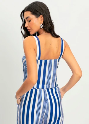 Essendi - Blusa Feminina Alfaiataria Listrada Azul - ESSENDI