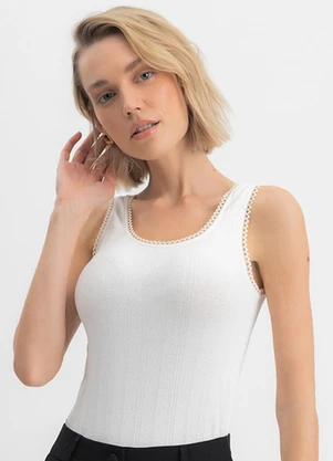 Essendi - Blusa Feminina Canelada Branco - ESSENDI
