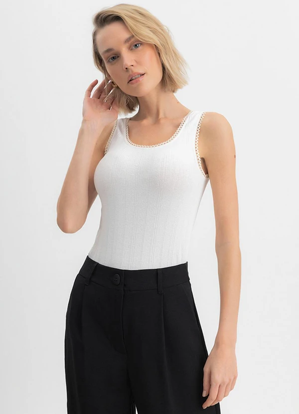 Essendi - Blusa Feminina Canelada Branco 2