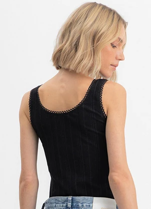 Essendi - Blusa Feminina Canelada Preto - ESSENDI