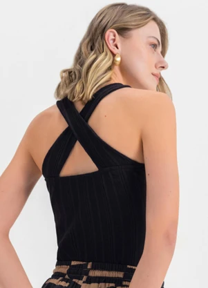 Essendi - Blusa Feminina Canelada Preto - ESSENDI