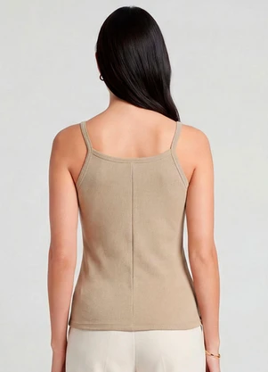 Infinita Cor - Blusa Feminina com Alça Fina Bege - INFINITA COR