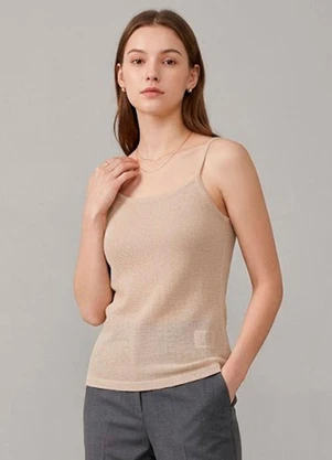 Infinita Cor - Blusa Feminina com Alça Fina Marrom - INFINITA COR