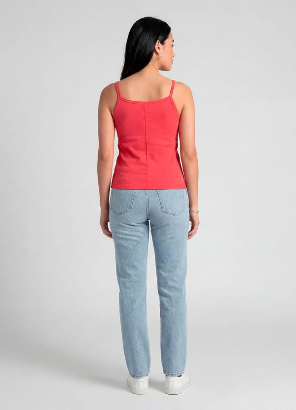 Infinita Cor - Blusa Feminina com Alça Fina Rosa 2