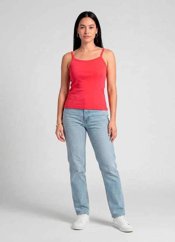 Infinita Cor - Blusa Feminina com Alça Fina Rosa 3