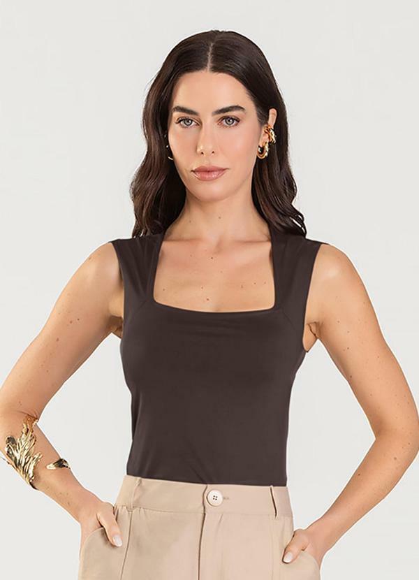 Dianna - Blusa Feminina com Decote Quadrado Marrom
