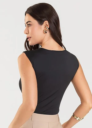 Dianna - Blusa Feminina com Decote Quadrado Preto - DIANNA