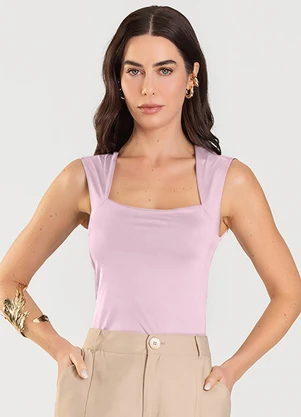 Dianna - Blusa Feminina com Decote Quadrado Rosa - DIANNA