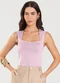 Dianna - Blusa Feminina com Decote Quadrado Marrom - variação: Rosa