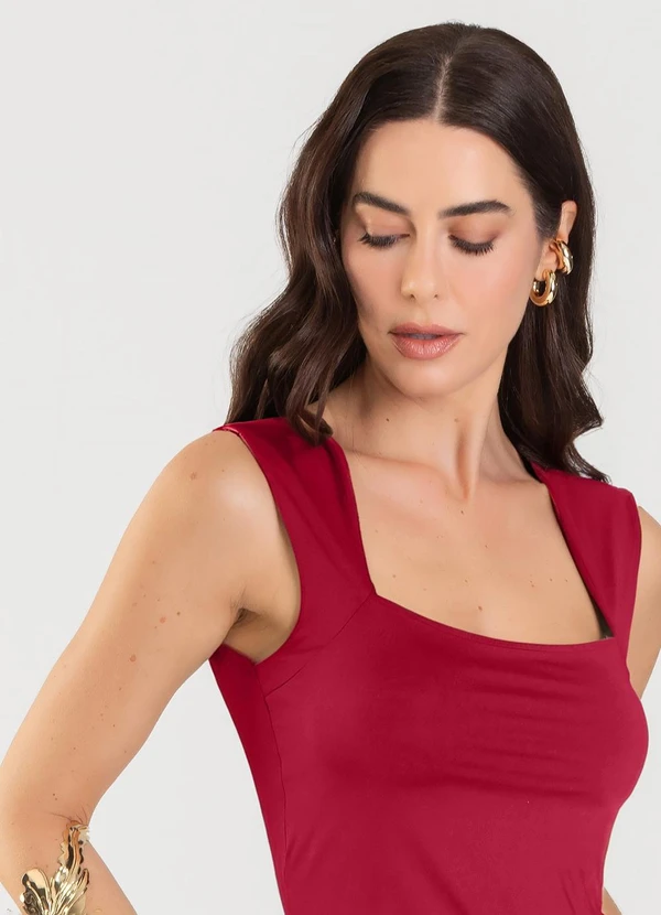 Dianna - Blusa Feminina com Decote Quadrado Vermelho 5