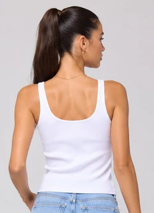 Infinita Cor - Blusa Feminina de Alça em Ribana Branco - INFINITA COR