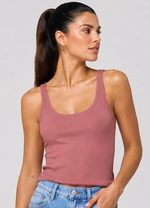 Infinita Cor - Blusa Feminina de Alça em Ribana Rosa - INFINITA COR