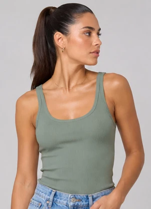 Infinita Cor - Blusa Feminina de Alça em Ribana Verde - INFINITA COR