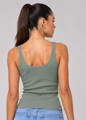 Infinita Cor - Blusa Feminina de Alça em Ribana Verde - INFINITA COR
