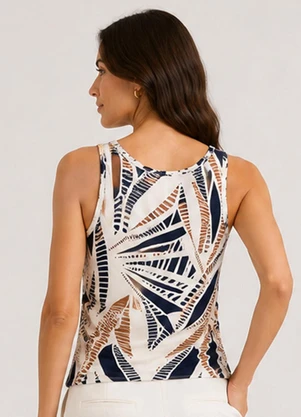 Infinita Cor - Blusa Feminina de Alça Estampada Azul - INFINITA COR