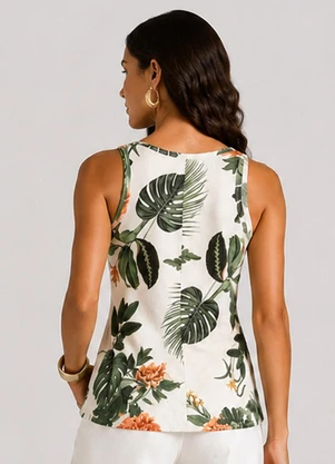 Infinita Cor - Blusa Feminina de Alça Estampada Bege - INFINITA COR