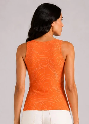 Infinita Cor - Blusa Feminina de Alça Estampada Laranja - INFINITA COR