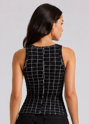 Infinita Cor - Blusa Feminina de Alça Estampada Preto - INFINITA COR