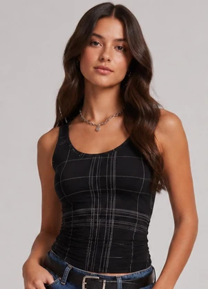 Infinita Cor - Blusa Feminina de Alça Estampada Preto - INFINITA COR
