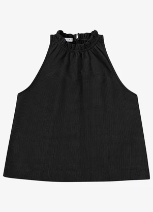 Endless - Blusa Feminina de Alça Malhão Maquinetado Preto - ENDLESS