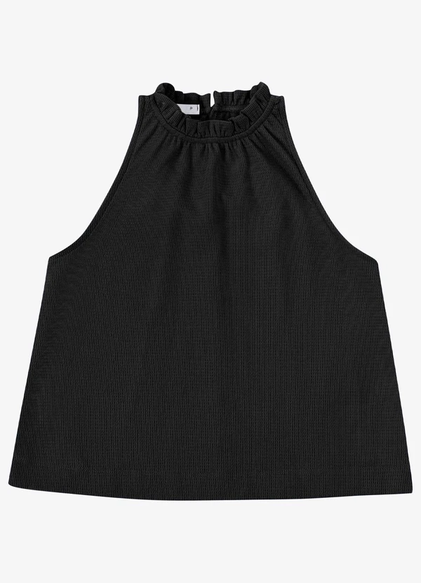 Endless - Blusa Feminina de Alça Malhão Maquinetado Preto