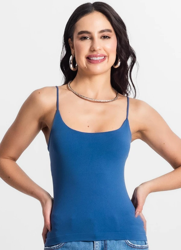Rovitex - Blusa Feminina de Alça Poliamida Azul