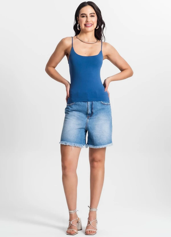 Rovitex - Blusa Feminina de Alça Poliamida Azul 3